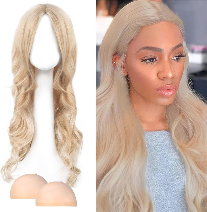 Long Blonde Wave Wigs - 27" Curly Hair Wig for Women'S Fancy Dress & Cosplay