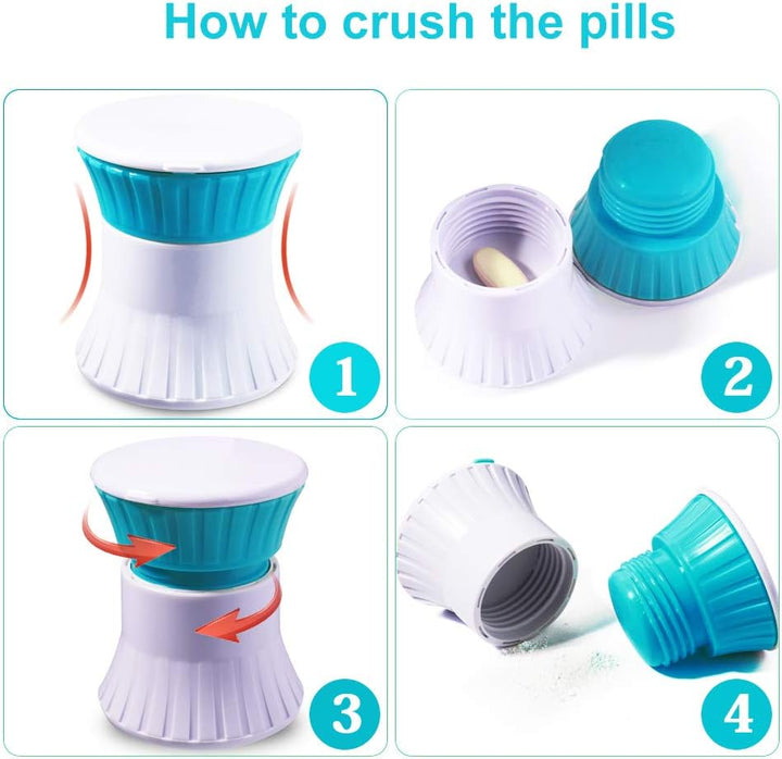 Multifunction Pill Cutter, 3 in 1 Splitter/Crusher/Box for Small Pills, Upgraded Design, High Safety