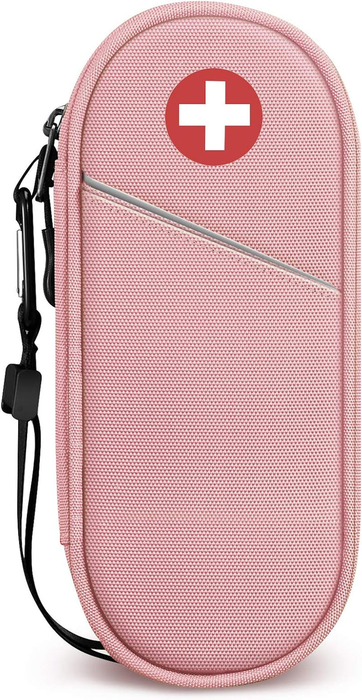 Epipen Medical Carrying Case Insulated, Travel Medication Organizer Bag Emergency Medical Pouch Holds 2 Epipens, Asthma Inhaler, Anti-Histamine, Auvi-Q, Allergy Medicine Essentials, (Red)