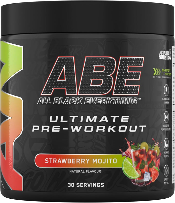 ABE Pre Workout - All Black Everything Pre Workout Powder, Energy & Physical Performance with Citrulline, Creatine, Beta Alanine (375G - 30 Servings) (Candy Ice Blast)