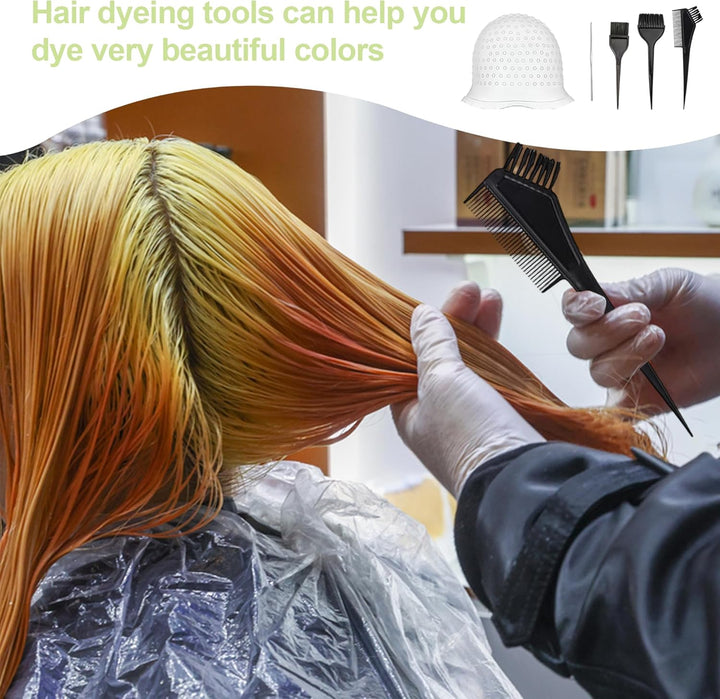 Professional Highlighting Kit 1 Pcs Highlighting Cap with Needle and 3 Hair Coloring Brushes Silicone Highlight Cap Reusable Hair Highlighting Kit for Salon Silicone Hairdressing Tools for Women Men