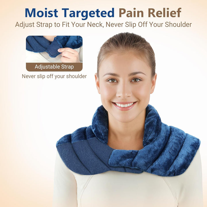 Microwave Heating Pad for Neck, Shoulders, 2.42LB Weighted Microwavable Neck Warmer for Pain Relief, Wearables Adjustable Heated Neck Wrap, Wheat Bags with Moist Heat Therapy, Recovery Gifts