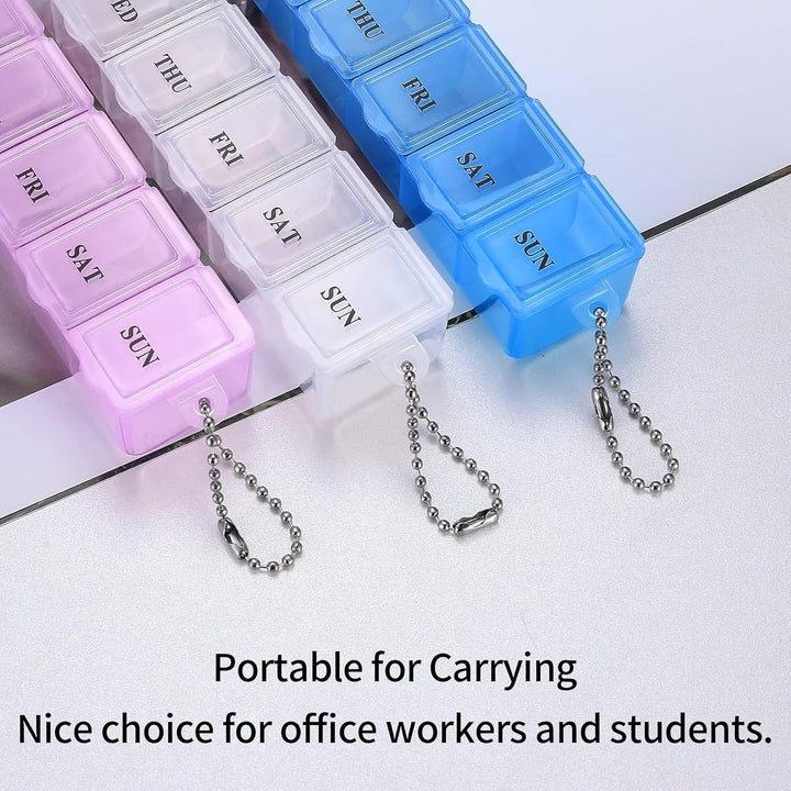 3 Pieces Pill Box Organiser Pill Dispenser Box, 7 Day Pill Box Organiser One Time a Day, Weekly Pill Box Pill Organiser for Medication, Supplements, Vitamins, Cod Liver Oil