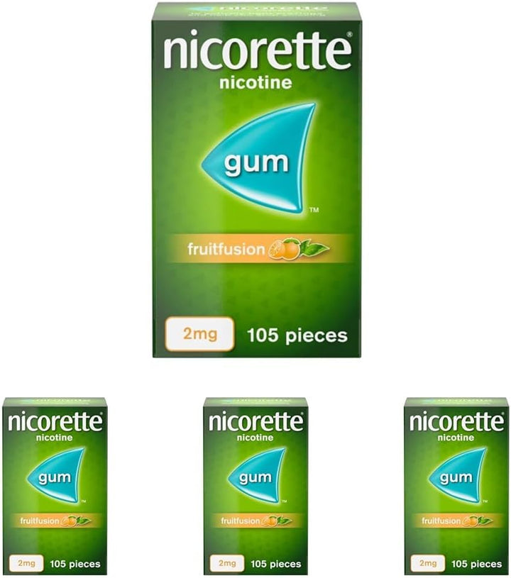 Fruitfusion 2Mg Gum (105 Pieces), Discreet Stop Smoking and Stop Vaping Aid, Helps Tackle Cravings and Withdrawal Symptoms, Nicotine Gum with Pleasant Fruit Flavour (Quit Smoking or Vaping)