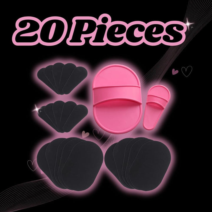 Exfoliating Hair Removal Pads (Large X10, Small X10) - Buffer Pad Holders X2 - Smooth Skin on Legs, Arms & Body