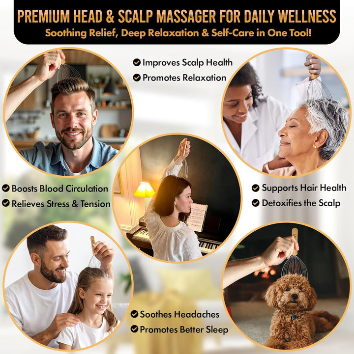 Telescoping Back Scratcher 9 Pcs Set | Backscratcher for Men & Women with 4 Detachable Heads | Scalp & Back Massager Tools | Stocking Fillers for Men | Dad Christmas Gifts | UK Brand