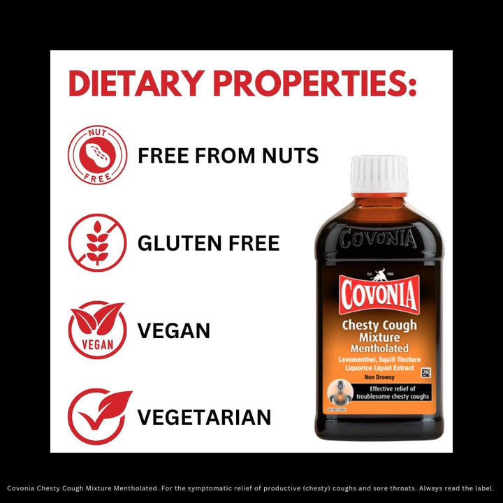 Chesty Cough Mixture Mentholated,Loosen Chesty Coughs & Troublesome Stubborn Mucus,Suitable for Vegetarians & Vegans,For Adults & Children Aged 5 +, Cough Medicine,300Ml