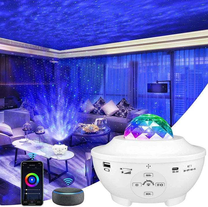 Galaxy Projector 3 in 1 Star Lights Projector with Nebula Moon Ocean, Kids Adults 3D Starlight with Smart Control Timer Voice Control, Compatible Alexa Google Assistant,For Bedroom Gifts
