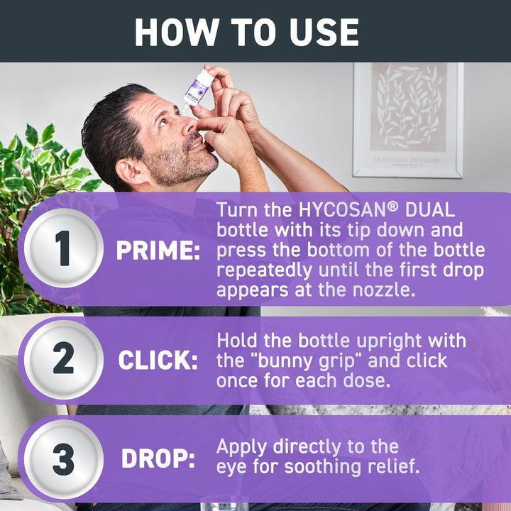 Dual - Double Action Eye Drops with Hyaluronic Acid and Ectoin for Soothing Relief of Itchy, Burning or Dry Eyes Due to Allergens - Preservative Free - 225 Measured Doses