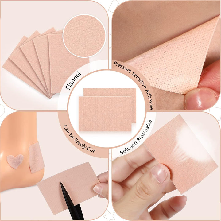 12 Pcs Moleskin Tape Blister Plasters for Foot 7.5 X 5 Cm Flannel Adhesive Pads Moleskin Blister Prevention Cushions and Pads for Heel, Toe, Pain Relief