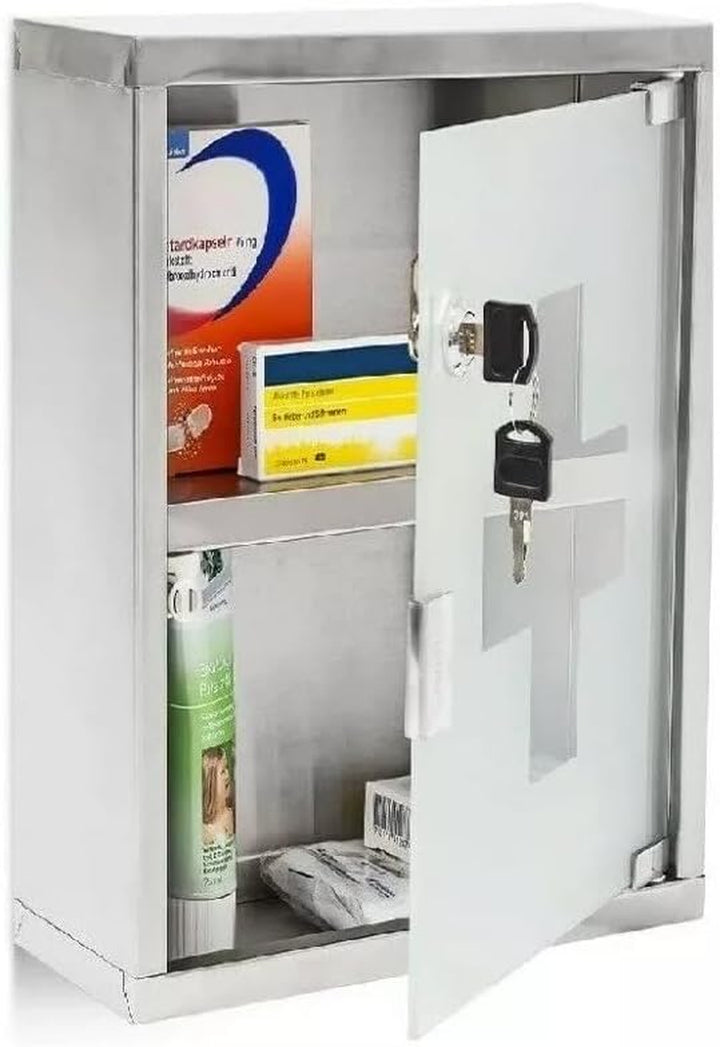 Wall Mount First Aid Medical Medicine Metal Steel Cabinet Box Lockable Case Box