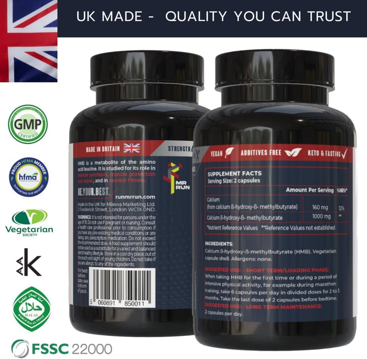 'S HMB - Muscle Strength & Fitness, 1000Mg per Serving - Protect from Muscle Loss during Calorie Cutting, Ageing or Inactivity - 120 Capsules, 60 Servings