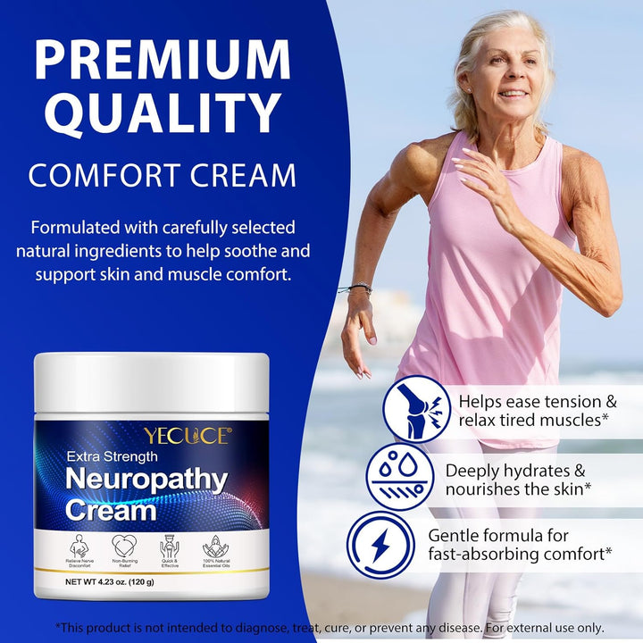 Neuropathy Nerve Relief Cream,Max Strength No-Mess Topical Pain Reliever for Toes, Feet, Fingers, Hands, Legs & Arms, 4.23Oz