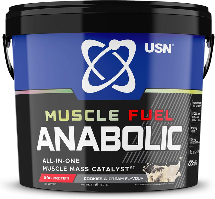 Muscle Fuel Anabolic All-In-One Muscle Mass Gainer, Banana Flavour - 2Kg, 54G Protein Powder, 5G Creatine Powder & 5G BCAA Powder for Maximum Muscle Growth, Post Workout Recovery Drink Mix