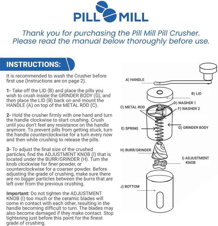 Pill Crusher - Crushes Multiple Tablets to a Fine Powder - Metal Medicine Grinder - Tablet Pulverizer Perfect for Travel - Great for Feeding Tube Use, Pets or Easier Medicine Intake for Kids