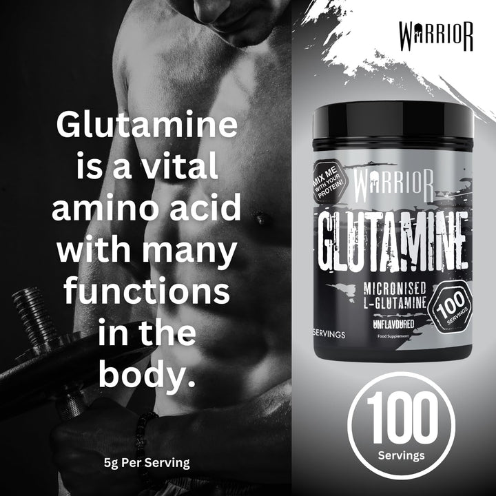 Glutamine 500G - Pure Micronised L-Glutamine Powder - Amino Acid - Muscle Growth & Recovery Supplement- Gut Health - Mix in Protein - Pre and Post Workout - 100 Servings (Unflavoured)