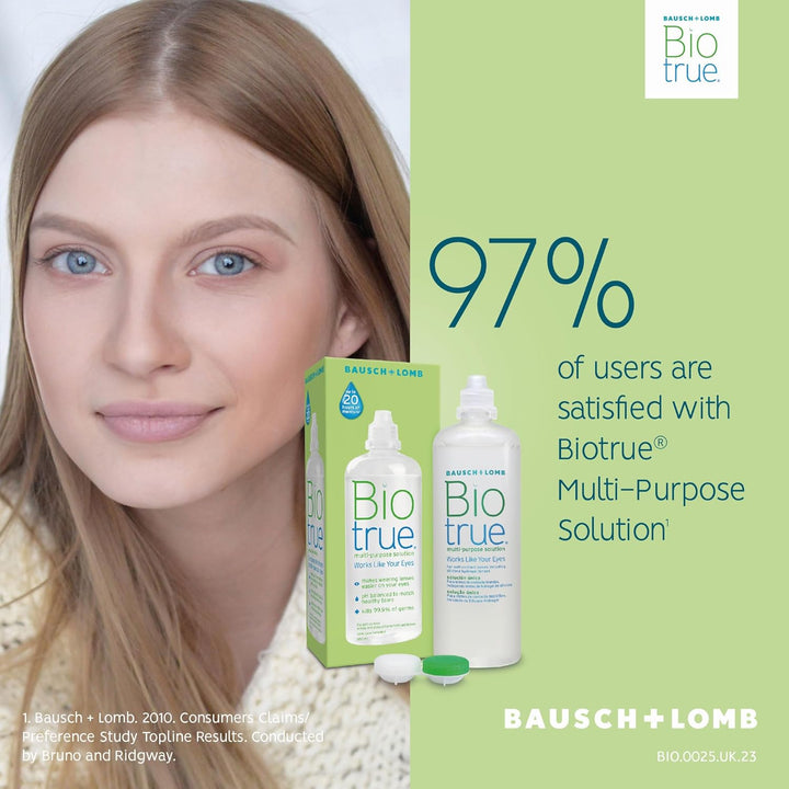 Multi-Purpose Contact Lens Solution, 300 Ml - Cushions and Rehydrates Soft Contact Lenses Comfortable Wear - Condition, Clean, Remove Protein, Disinfect and Rinse - Includes Lens Case