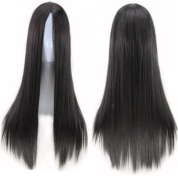 29.5 Inches 75Cm Ladies Long Straight Wig Black Heat Resistant Synthetic Wigs for Fun,Party & Night Out Cosplay Halloween Costume Wig