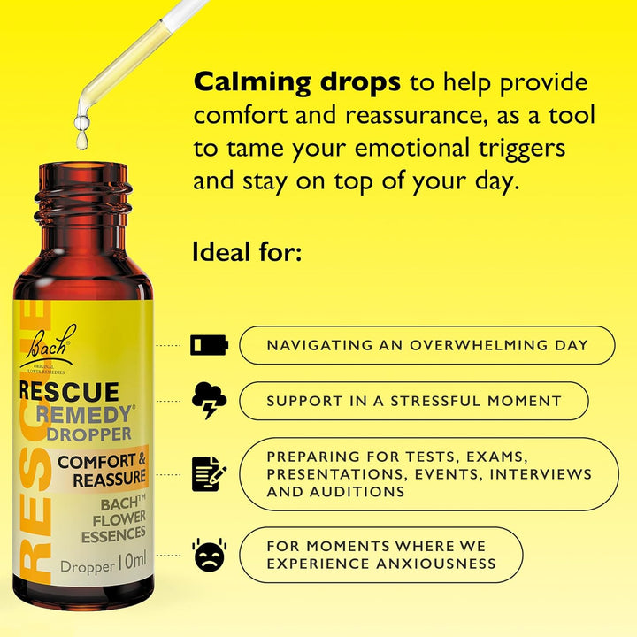 Remedy Dropper | Daily Support for Stressful Moments | Bach Original Flower Essences | Easy-To-Use 10Ml Dropper