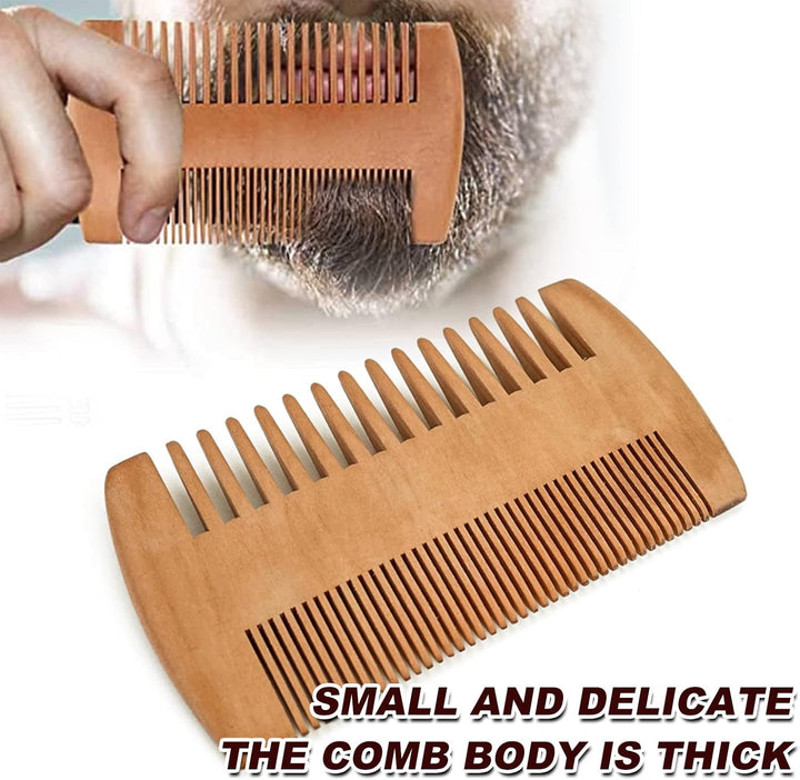 Beard Brush Comb Set for Men, Wooden Boar Bristle Hair Moustache Comb Beard Brush Set for Combing Beard Hair, Removing Debris, Massages Face