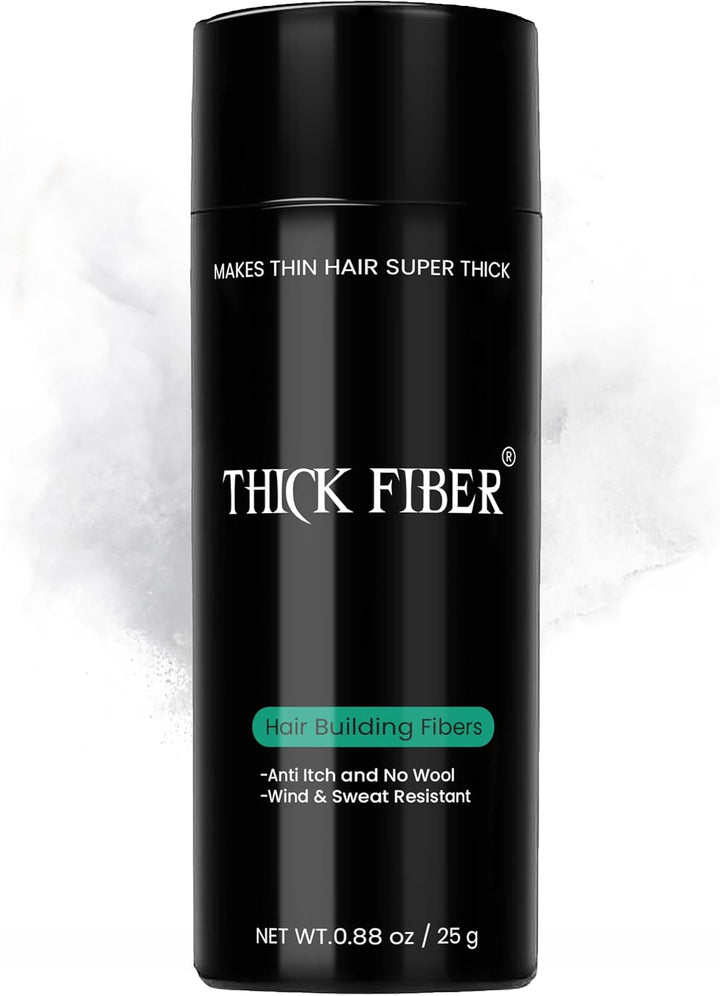 Hair Fibres (Pack of 1, BLACK) | Powder for Thinning 25G Bottle Makes Thin Look Thicker in Seconds with Loss Concealer Women & Men