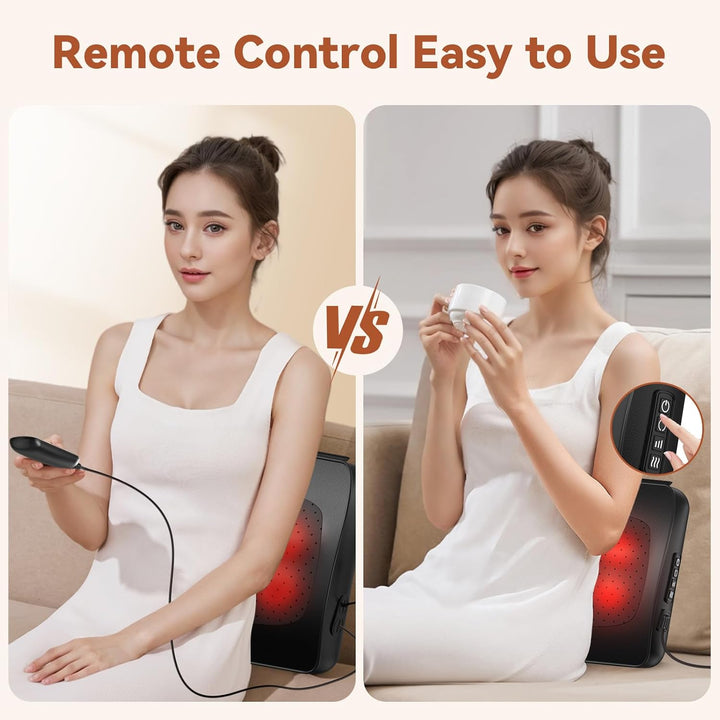 Back Massager,  Neck and Back Massager with Heat, Deep Tissue 3D Kneading Shiatsu Massage Pillow for Body, Shoulder, Foot and Leg, Gift for Women and Men - Remote Control