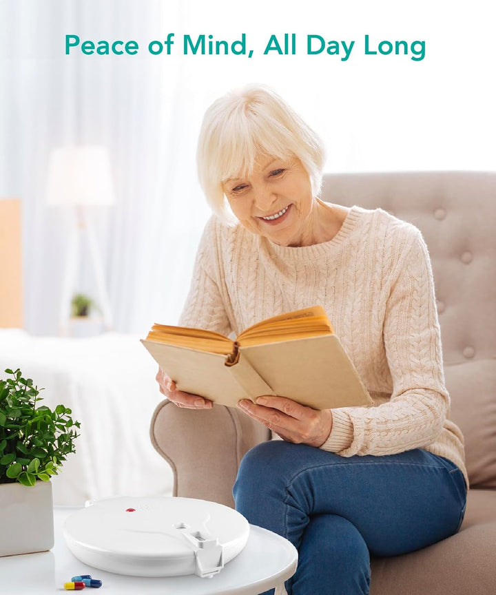 Automatic Pill Dispenser, 6 Alarms per Day. Solid Lockable Lid. Essential Medication Aid for the Elderly, Alzheimers & Dementia Patients