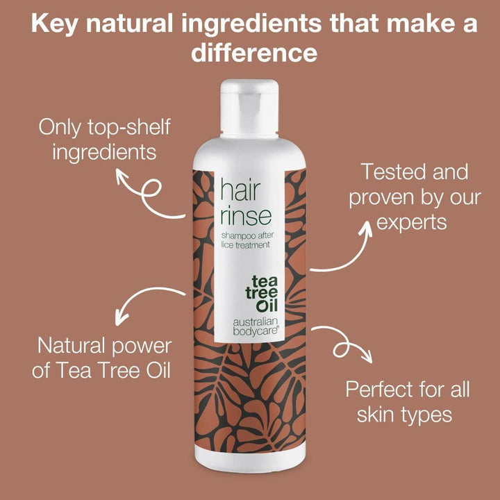 Tea Tree Oil , ABC  Hair Rinse 250Ml - Shampoo after Treatment for Lice Tea Tree Oil Treatment Shampoo with 100% Pure Tea Tree Oil
