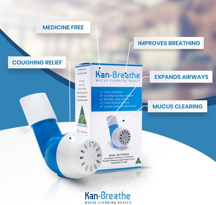 Natural Lung Exerciser & Mucus Removal Device - Naturally Clear Mucus from Airways & Improve Lung Capacity with This Opep Respiratory Breathing Exercise Device - Made in Australia – Blue