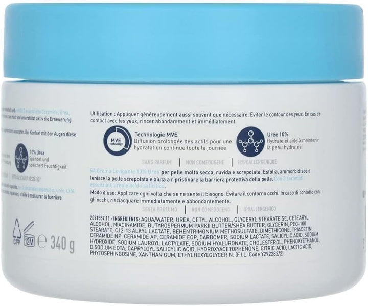 SA Smoothing Cream, Body, with 3 Essential Ceramides, Urea & Salicylic Acid, for Dry, Rough, Bumpy Sky, 340 G/12 Oz