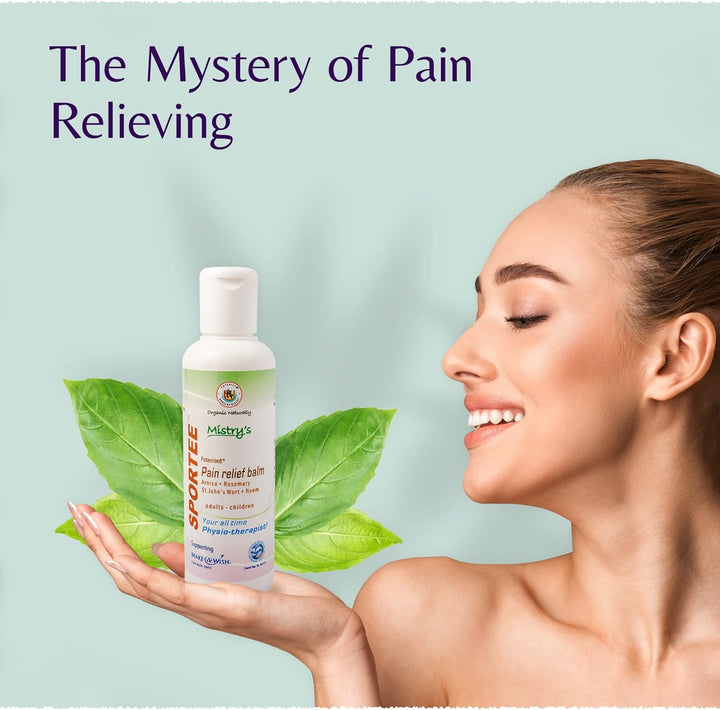Mistry'S Sportee Pain Relief Balm, 100Ml - Healing & Soothing, Gentle for Headaches, Muscular Aches, Sprains, Swelling, Bumps & Bruises - Additive Free, Vegan