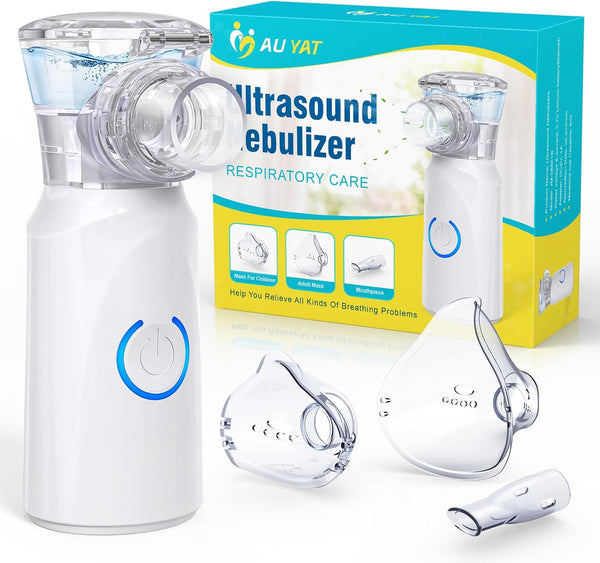 Ultrasonic Nebuliser Machine for Adults, Rechargeable Portable Nebuliser for Adults & Kids,  Silent Nebuliser for Kids with 2 Masks and Mouthpiece, Handled Nebulizer for Home