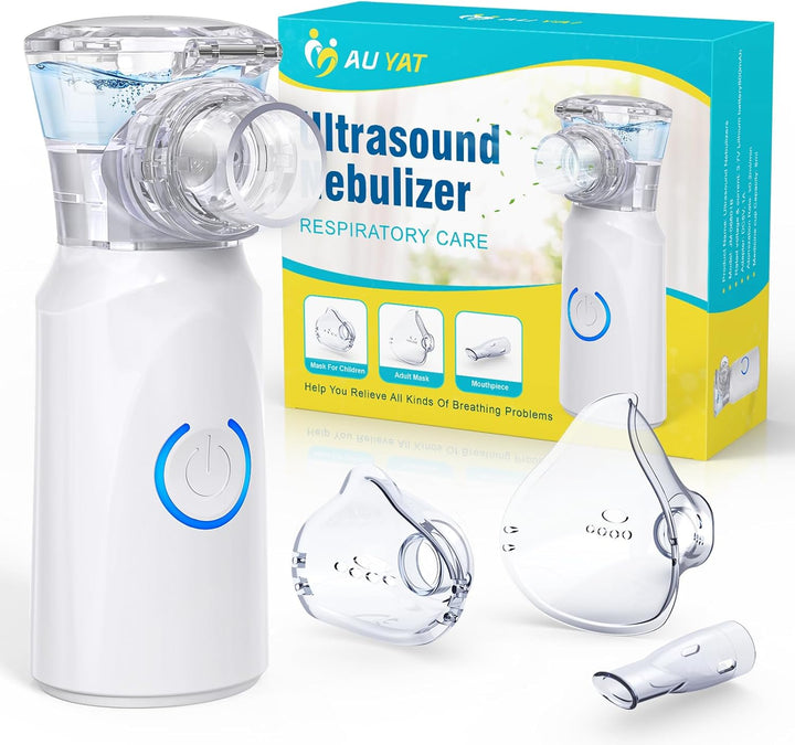 Ultrasonic Nebuliser Machine for Adults, Rechargeable Portable Nebuliser for Adults & Kids,  Silent Nebuliser for Kids with 2 Masks and Mouthpiece, Handled Nebulizer for Home