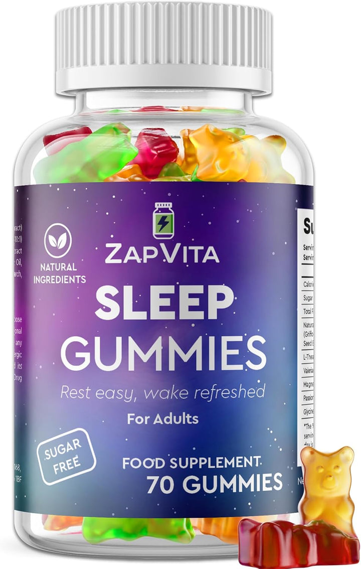 Sleeping Aid for Adults – 70 Extra Strong Natural Sleep Gummies with L-Theanine & Magnesium – Herbal Sleep Gummies for Adult Restful Sleep & Relaxation – Night Time Support