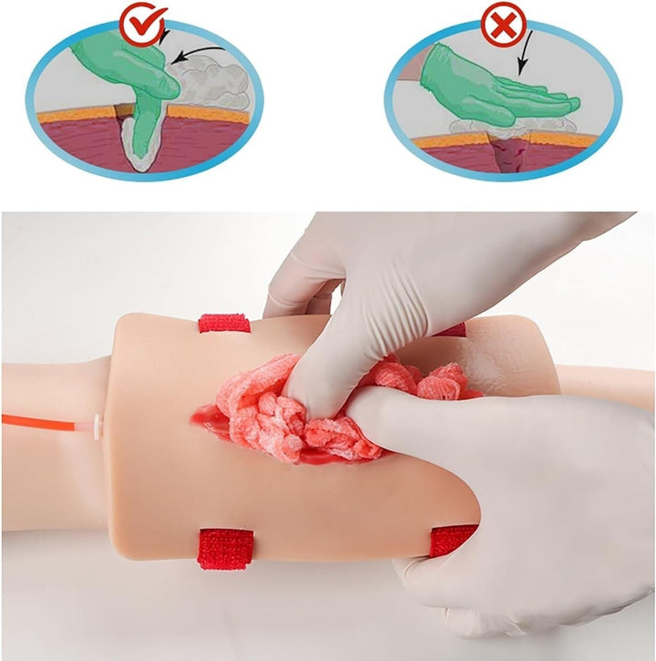 Wound Dressing and Tourniquet Simulator Manikin, 2 Pieces Wound Dressing Tourniquet Training Manikin, Wearable, Wound Skin Simulation Module, for Medical Courses, Hemostasis First Aid Practice