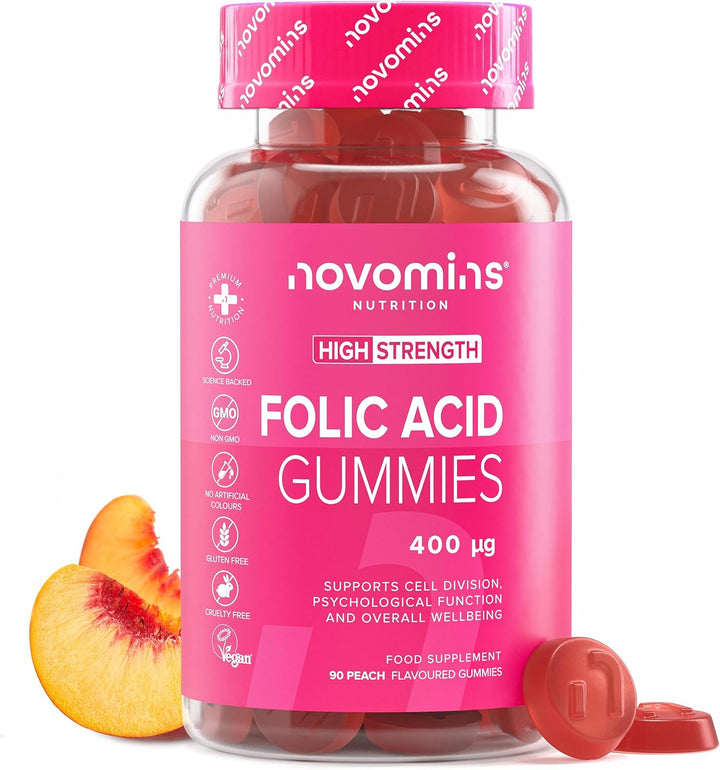 Folic Acid Gummies - 3 Month Supply of Folic Acid - High Strength 400 MCG - Prenatal Pregnancy Gummies Health & Maternal Tissue Growth during Pregnancy -