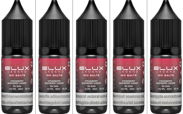 5X Eluxlegend Nic Salt | 5 X10 Ml | Smooth Inhale | Aromatic Clouds | No Nicotine | Pack of 5 (Strawberyraspberrycherry 20)