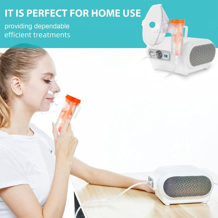 Compact Compressor Household Nebuliser Machine for Adults & Kids, Strong Mist Portable Home-Use Nebulizer (White)