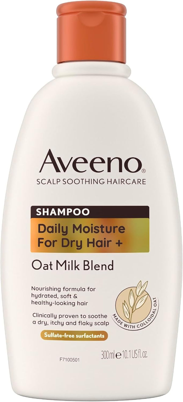 Scalp Soothing Haircare Daily Moisture Shampoo, Oat Milk Blend, for Dry Hair, Soothes Dry, Itchy & Flaky Scalp, Clinically Proven, Sulfate Free, 300Ml