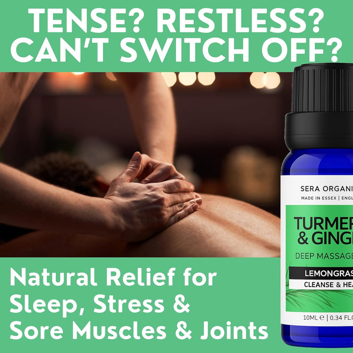 Turmeric Massage Oil with Lemongrass – Natural Relief for Joint Pain, Muscle Fatigue & Lymphatic Drainage │ Anti-Inflammatory Deep Tissue Oil for Circulation Support – 10Ml by