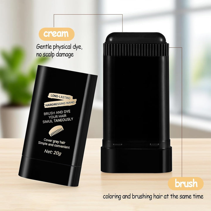 Portable Double-Pack Hair Dye Sticks, Gray Hair Cover Comb, Sweat-Proof and Color-Protecting, Multiple Colors Available. Used to Cover Gray Hair, Waterproof and Sweat-Proof, 2In1 Quick C