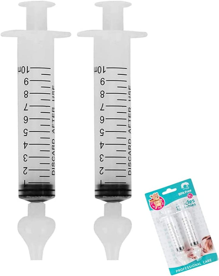 2Pcs Baby Nasal Aspirator, 10Ml Nasal Irrigator, Reusable Silicone Nasal Suction Tip, Nasal Irrigator for Baby, Nose Cleaner Rinsing Device, Safe and Comfortable