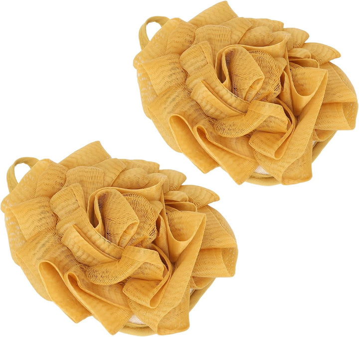 Shower Pouf, Shower Loofah Mesh Household Men Women Washing Cleaning Scrubber Ball 2Pcs Loofah Soft for Bathroom