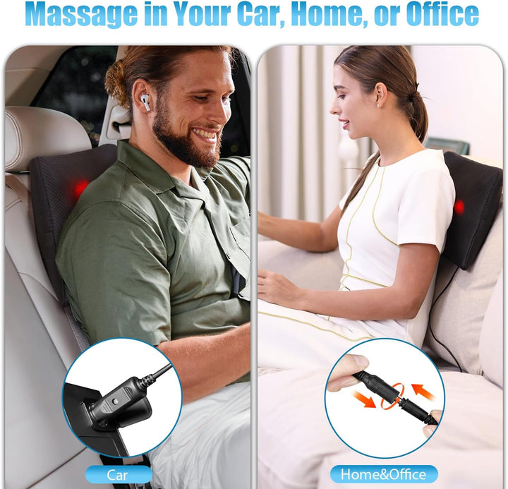 Back Massager with Heat, Shiatsu Back and Neck Massager, Deeper Tissue Kneading Massage Pillow for Shoulder, Leg, Foot, Body Relieve Muscle Pain - Relax Gift for Her/Him/Friend/Dad/Mom