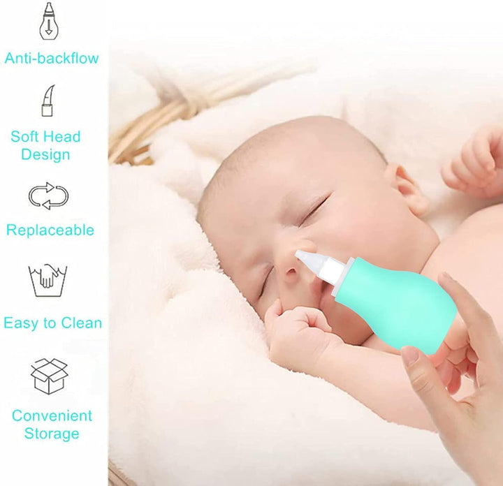 2 Packs Baby Nasal Aspirator, Baby Nose Sucker Nose Cleaner Babys Nasal Cleaner Mucus Removal for Newborns(Blue+Green)