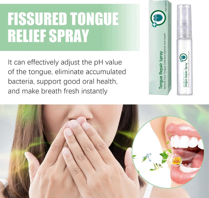 2Pcs Tongue Repair Spray,Sore Tongue Relief,Breath Fresheners,Fissured Tongu/E Relief Spray,Tongu/E Moisturizing S/Pray,Instant Dry Mouth R/Elief,Mou/Th Spra/Y for Dryness