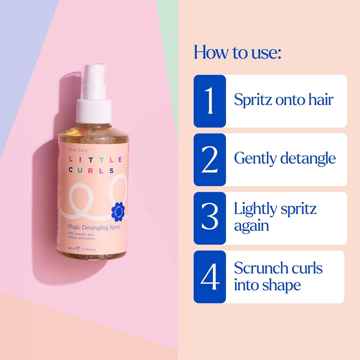 Little Curls Magic Detangling Spray, 200Ml, Kids Hair Detangler, Tames Tangles & Hydrates, Gentle Leave-In Conditioner, Easy Routine, Vegan & Cruelty Free, for All Curly Hair Types