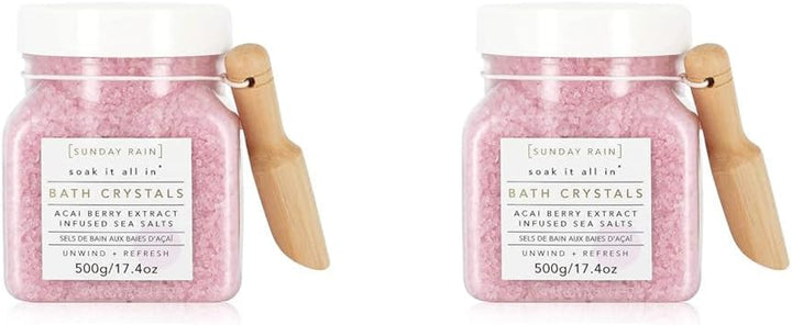 Luxury Nourishing Bath Crystals, Vegan & Cruelty-Free with Vitamin Rich Acai Berry Extract & Natural Sea Salts, 500G