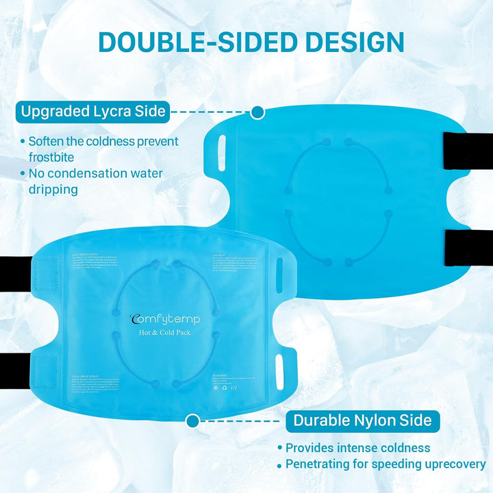 27X35Cm Knee Ice Pack Wrap, Reusable Gel Cold Pack for Knee Pain Relief, Hot & Cold Compress Therapy for Leg Injuries, Knee Replacement Surgery, Arthritis, Bruises & Sprains