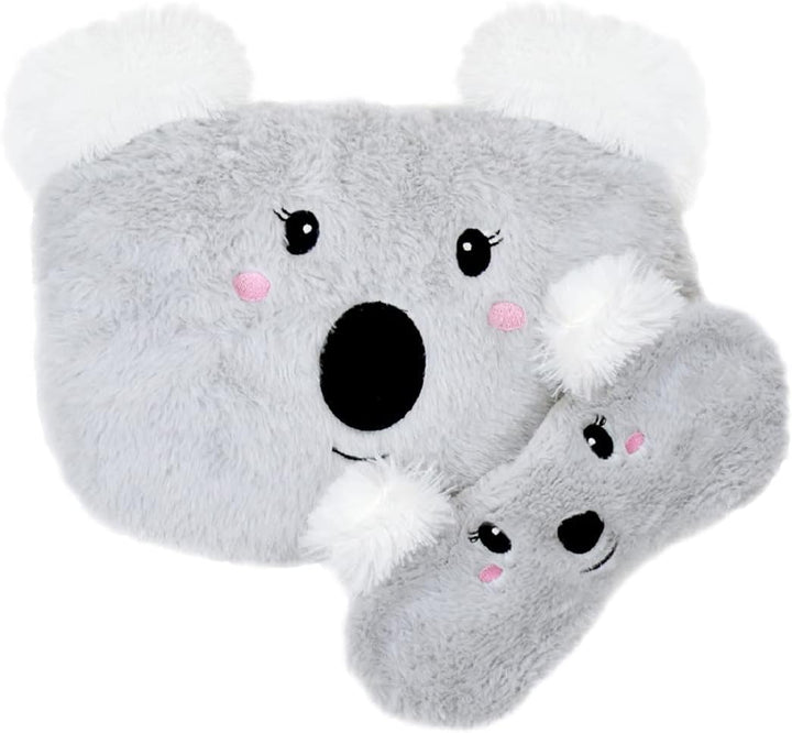 Long & Regular Warm Winter Hot Water Bottles ~ Cute Plush Animal & Plain Design Removable Covers (800Ml - round Plush Owl)